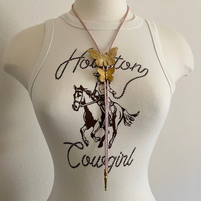 Pink Double Butterfly Bolo