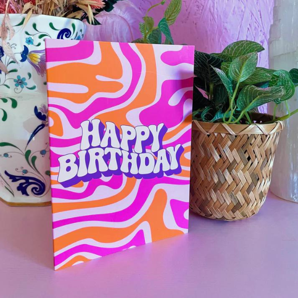 Groovy Happy Birthday Greeting Card