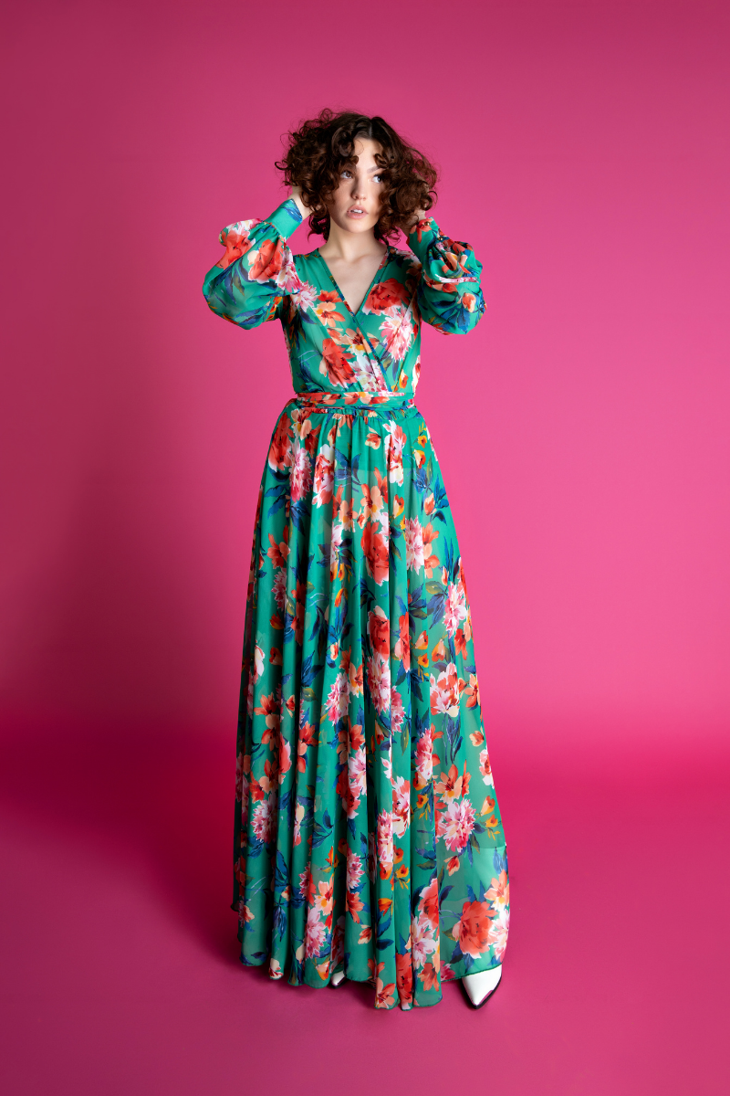 Green Floral Wrap Maxi Dress – Shop Once Upon A Time Boutique