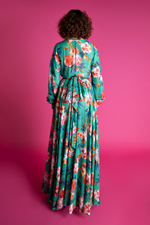 Green Floral Wrap Maxi Dress